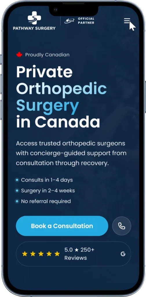 Pathway Surgery homepage showing the surgeon network and consultation booking