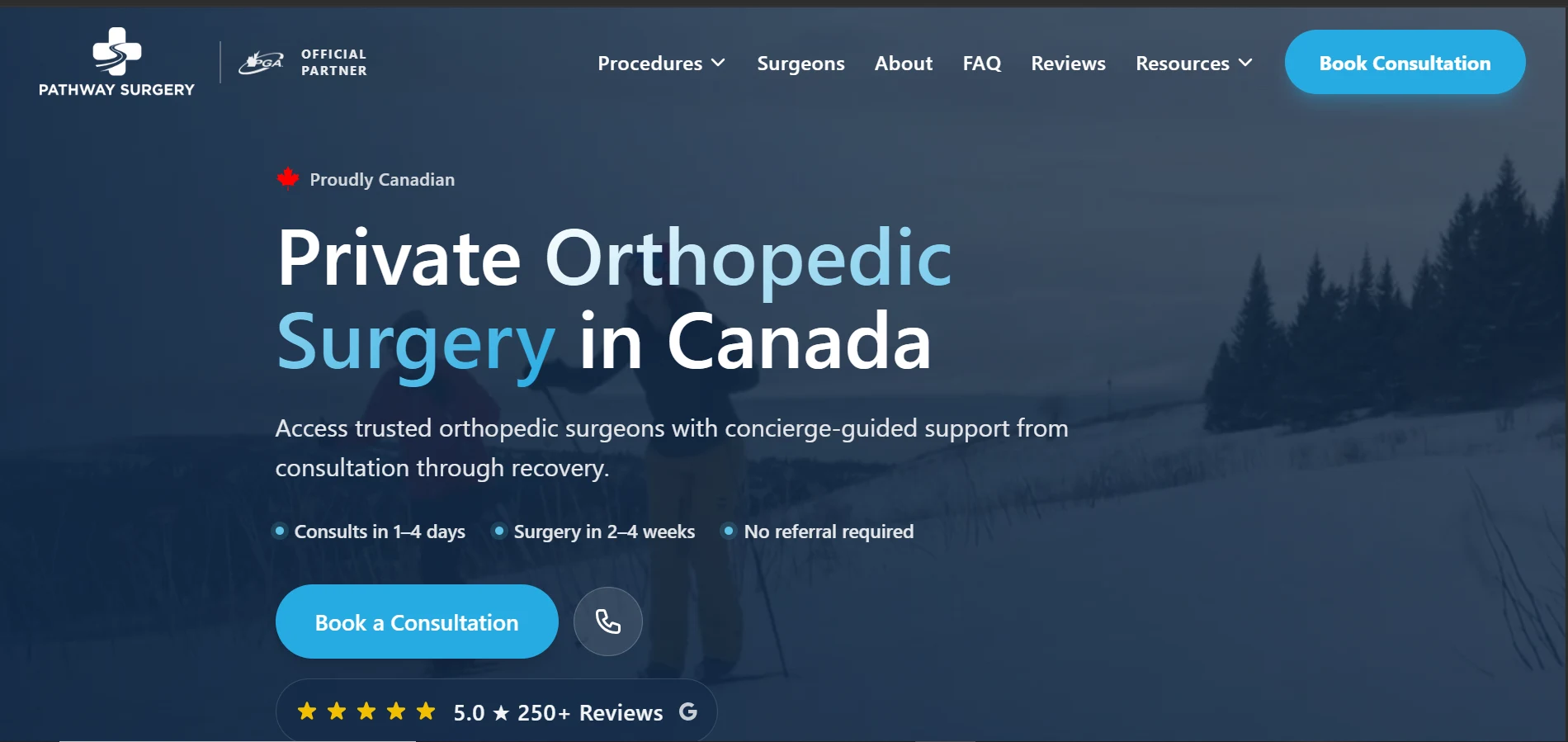 Pathway Surgery private orthopedic surgery website project cover