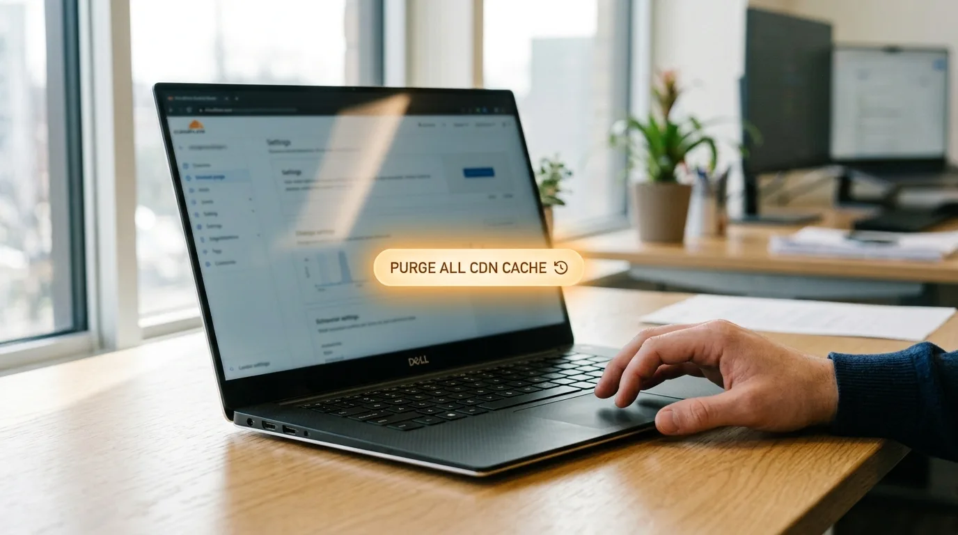 Purging the CDN cache from the dashboard to clear a WordPress site's cache