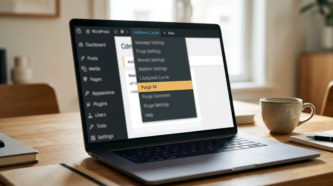 Purging all caches from the LiteSpeed Cache admin bar menu in WordPress