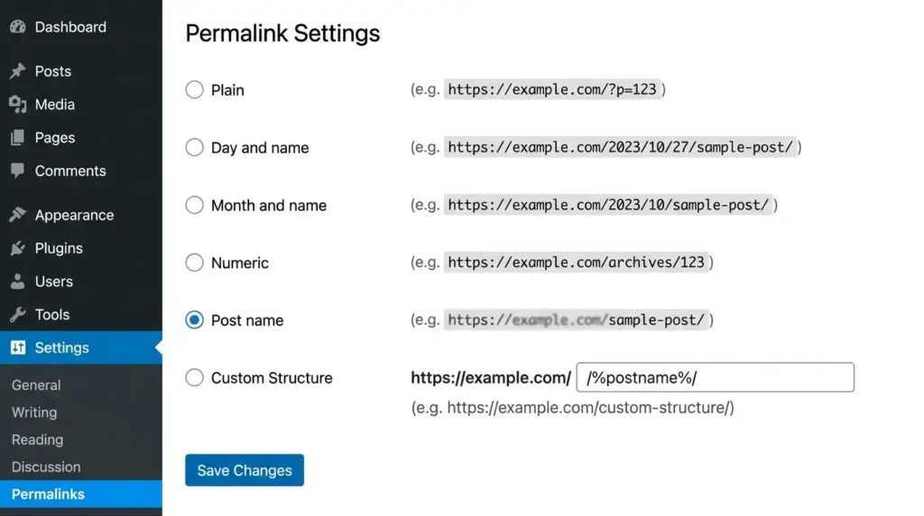 Regenerating the WordPress .htaccess file from the Permalinks settings screen