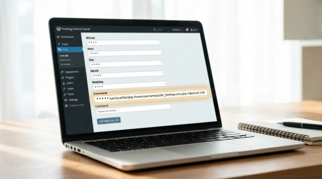 Creating a real cron job in the hosting panel to fix the WordPress missed schedule error